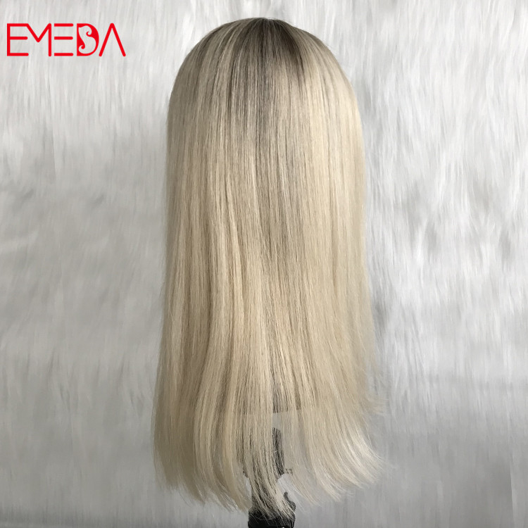 real brazilian hair wigs full lace wig dark roots ombre white blonde virgin cuticle yj281